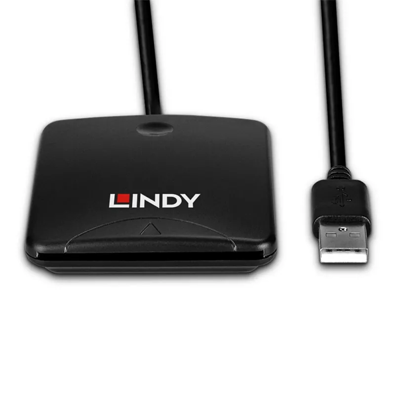 Lindy USB 2.0 Smart Card Reader, USB, Czarny, 1.2 m, 480 MB/s, 2 lata, CE, Federal Communications Commission (FCC), REACH, RoHS