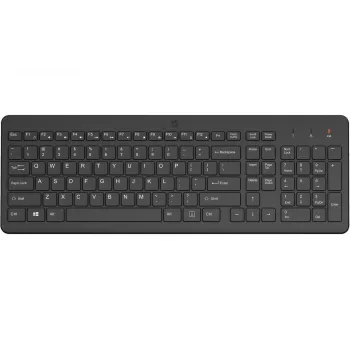 Bezprzewodowa pełnowymiarowa klawiatura membranowa HP 220 — Czarna, RF 2.4 GHz, odbiornik USB-A, QWERTY, klawiatura numeryczna, bateria AAA