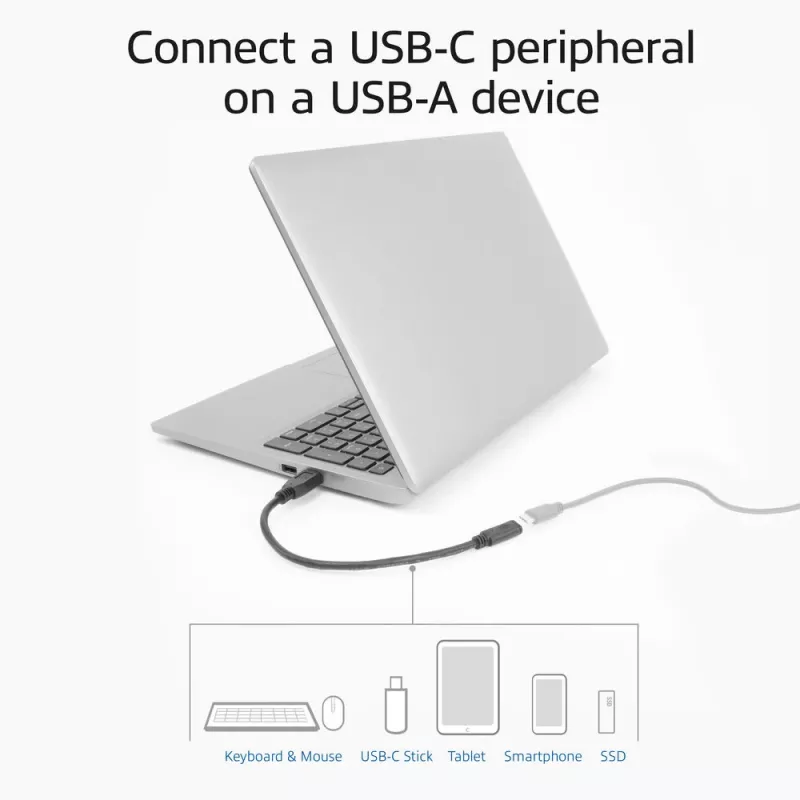 Adapter USB ACT AC7460 USB A męski na USB‑C żeński 24‑pin, 20 cm, 5 Gb/s
