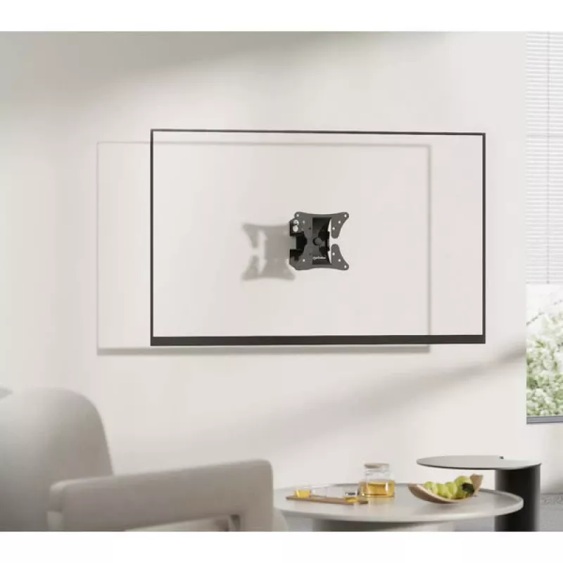 Manhattan Pivoting Wall Mount for TV & Monitors (Tilt and Swivel), For screens 13 inch to 27 inch, VESA compatibility: all between 75x75mm and 100x100mm - check the dimensions of the four mounting holes on back of screen to ensure it fits, Single Stud Bracket, Max 30kg