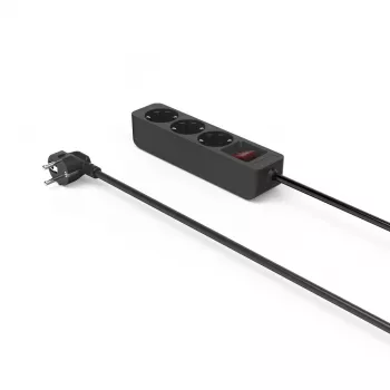 Hama 00223013 listwa zasilająca 1.4 m 3 gniazda AC Wewnętrzna Czarny