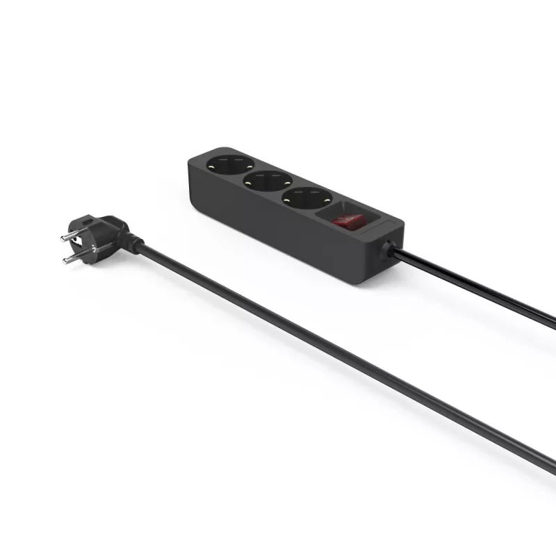 Hama 00223013 listwa zasilająca 1.4 m 3 gniazda AC Wewnętrzna Czarny