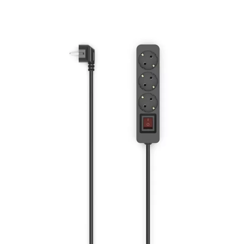 Hama 00223013 listwa zasilająca 1.4 m 3 gniazda AC Wewnętrzna Czarny