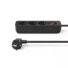 Hama 00223013 listwa zasilająca 1.4 m 3 gniazda AC Wewnętrzna Czarny