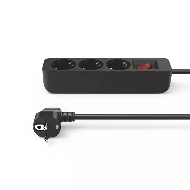 Hama 00223013 listwa zasilająca 1.4 m 3 gniazda AC Wewnętrzna Czarny