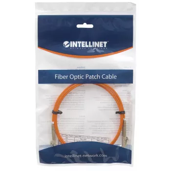 Intellinet Patchcord światłowodowy, OM1, LC/LC, 5 m, pomarańczowy, duplex, wielomodowy, 62,5/125 µm, LSZH, włókno, dożywotnia gwarancja