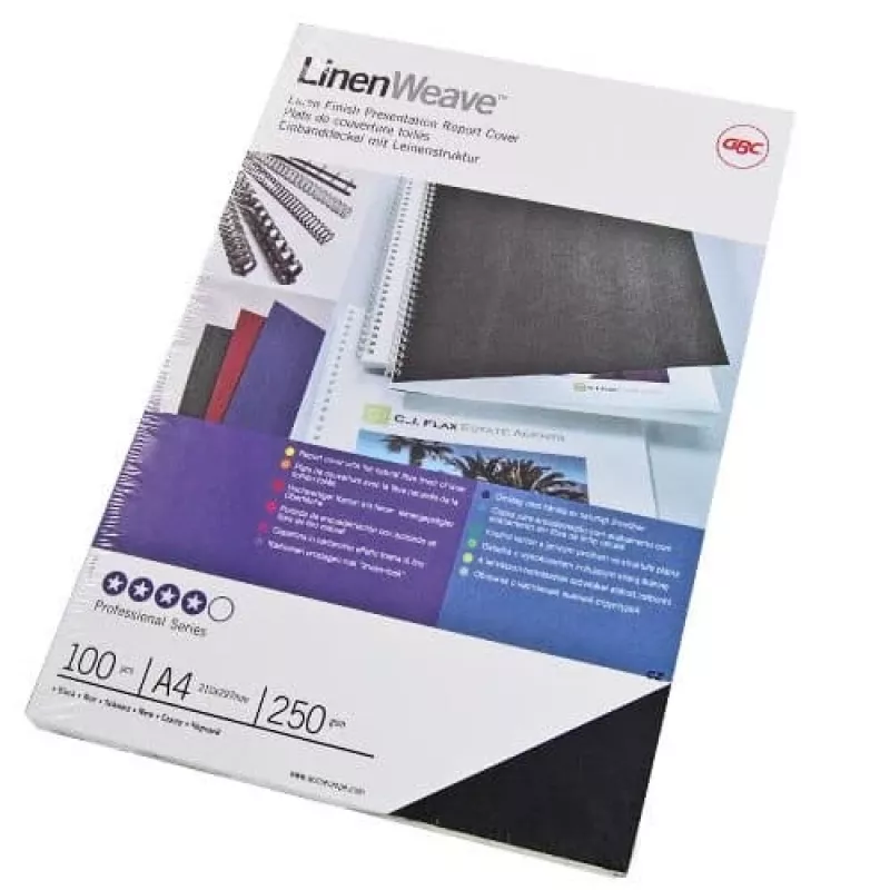 Okładki do bindowania GBC LinenWeave 250 g/m² A4 czarne (100 szt.)