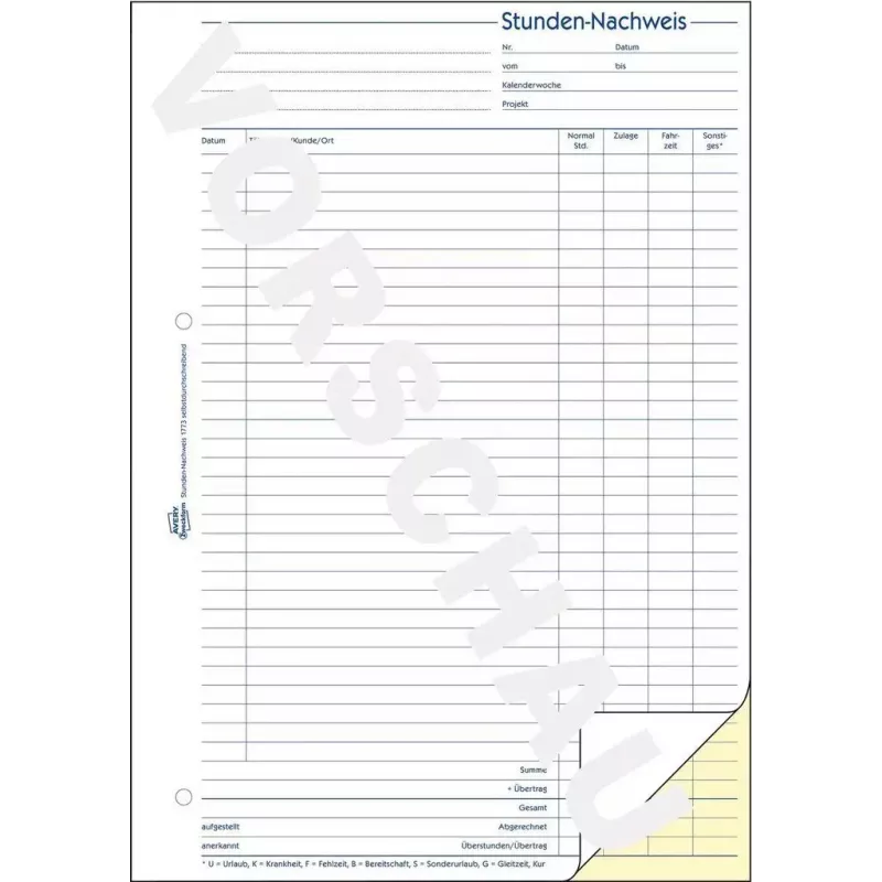 Formularz/książka rachunkowa AVERY 1773