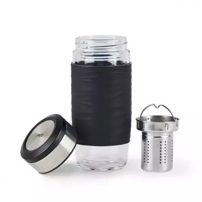 EMSA N20803 Kubek do herbaty, 420 ml, czarny, z wkładem sitkowym