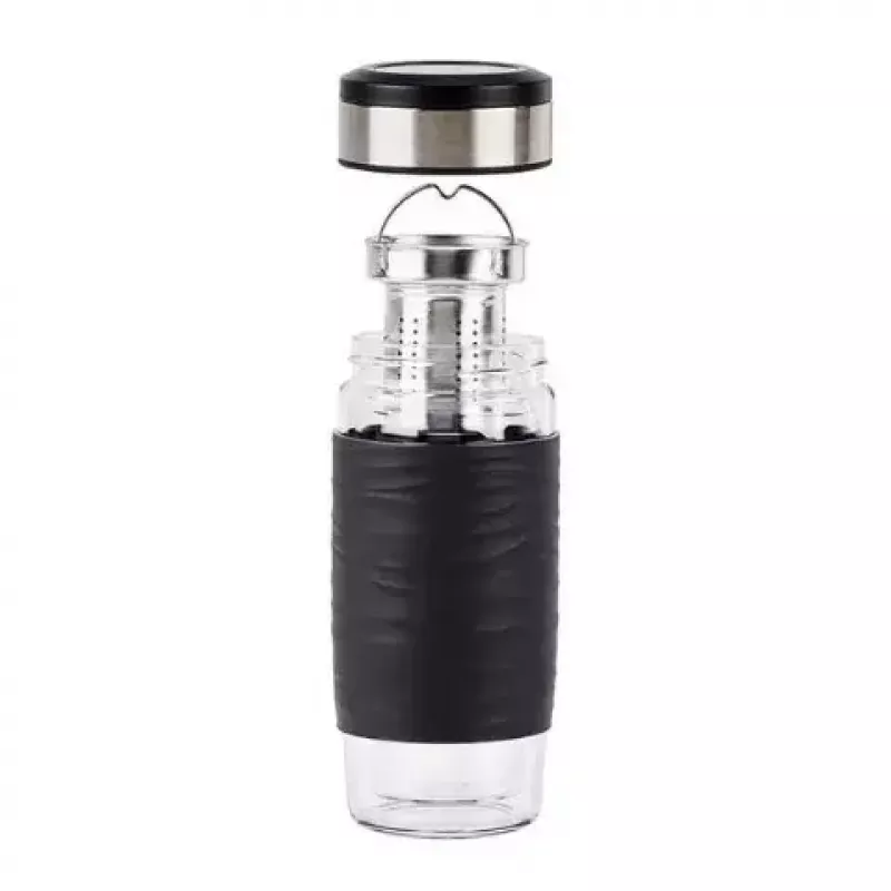 EMSA N20803 Kubek do herbaty, 420 ml, czarny, z wkładem sitkowym