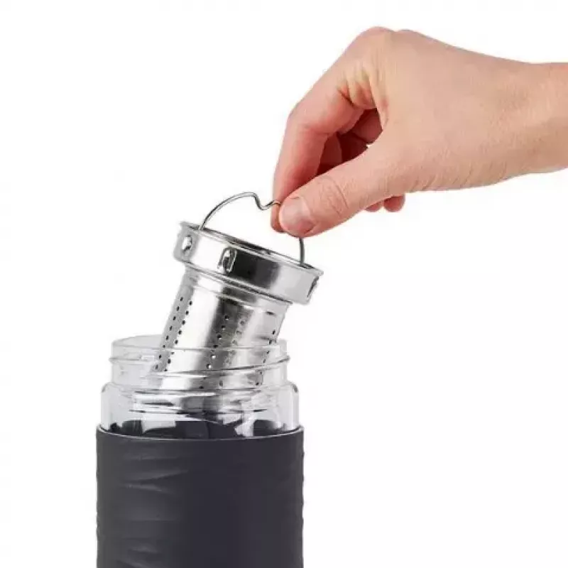 EMSA N20803 Kubek do herbaty, 420 ml, czarny, z wkładem sitkowym