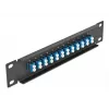 Fiber Optic Patch Panel DeLOCK 10 cali 12 portów LC Duplex niebieski 1U czarny