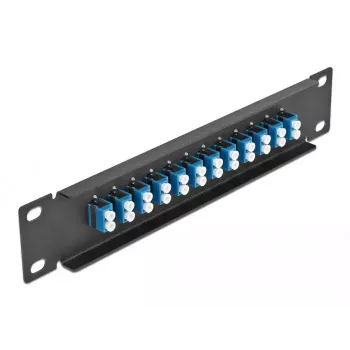 Fiber Optic Patch Panel DeLOCK 10 cali 12 portów LC Duplex niebieski 1U czarny