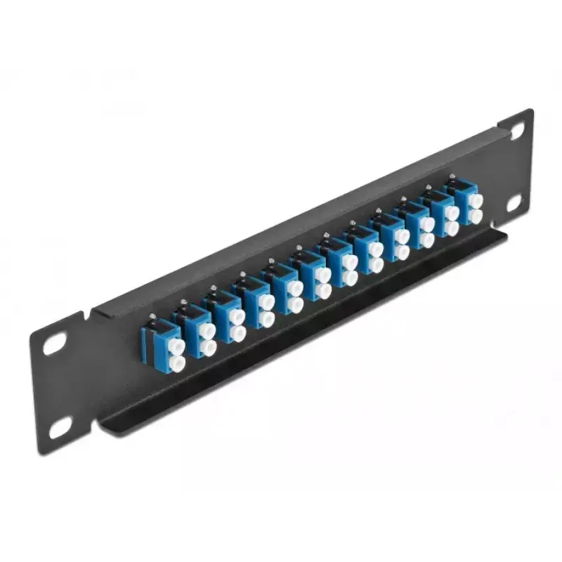 Fiber Optic Patch Panel DeLOCK 10 cali 12 portów LC Duplex niebieski 1U czarny