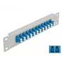 Patch panel światłowodowy DeLOCK 10 cali 12 portów LC Duplex niebieski 1U szary