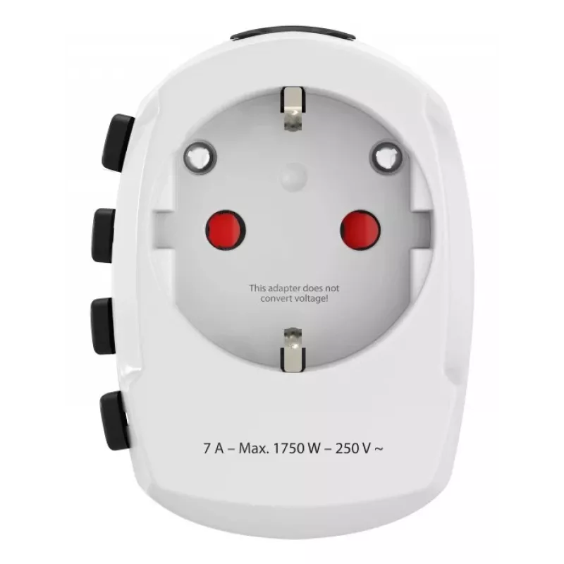 Hama World Travel Pro uniwersalny adapter zasilania Typ F Biały