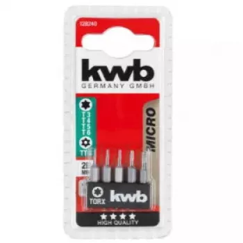Zestaw bitów wkrętakowych KWB 128240 — 5 szt. bitów Torx T3 T4 T5 T6 T8, 28 mm