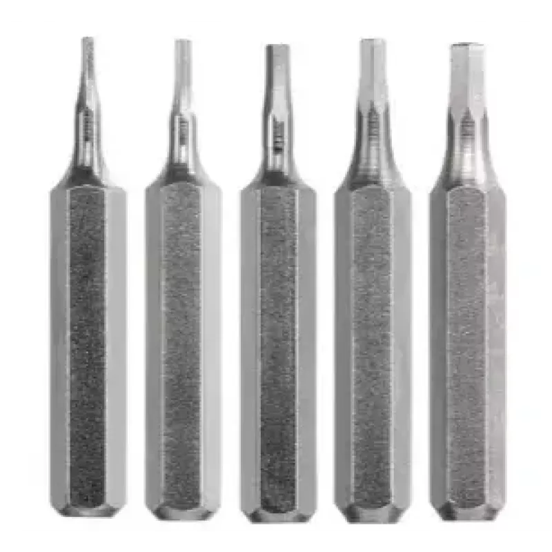 Zestaw końcówek wkrętakowych KWB 128440 — 5 szt., końcówki Hex (imperial), rozmiary metryczne 0.7, 0.9, 1.3, 1.5, 2 mm, długość 28 mm