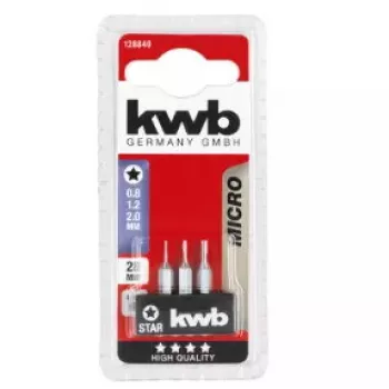 Zestaw końcówek wkrętakowych KWB 128840 — 3 szt., końcówki Torx (gwiazdkowe), długość 28 mm