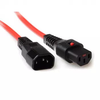 ACT Powercord C13 IEC Lock C14 czerwony 3 m PC1387 230 V 10 A