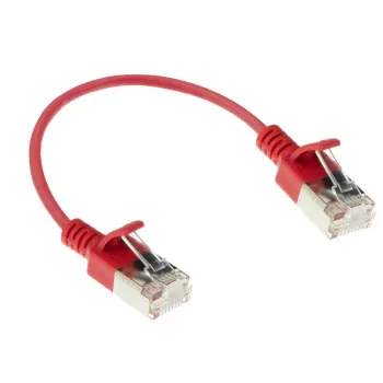 ACT Czerwony 0,15 m LSZH U/FTP CAT6A kabel krosowy do centrów danych slimline z wtykami RJ45 bez zaczepu