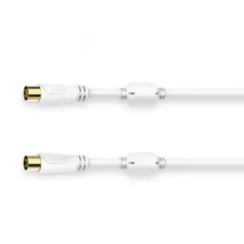 Kabel koncentryczny Hama 00205246 1.5 m Biały Ze złączami koncentrycznymi