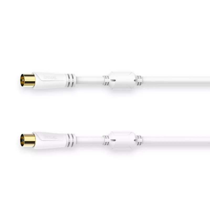 Kabel koncentryczny Hama 00205246 1.5 m Biały Ze złączami koncentrycznymi
