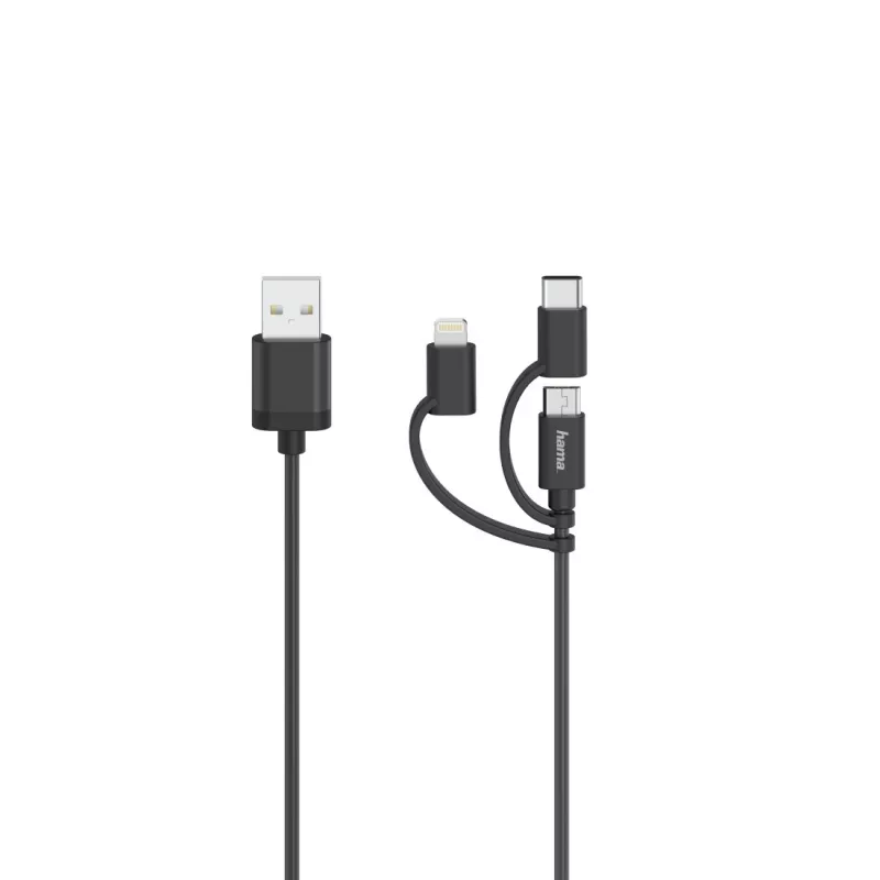 Hama 00200617 Kabel USB USB 2.0 0.75 m USB A USB C/Micro USB A/Lightning Czarny