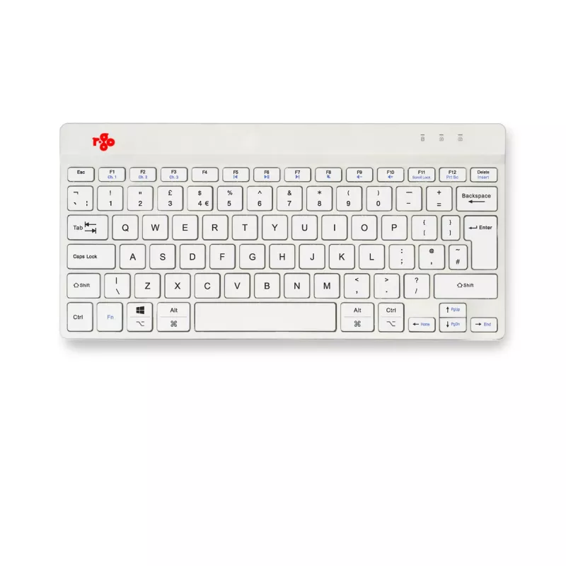 Ergonomiczna klawiatura R-Go Tools R-Go Compact Break, kompaktowa klawiatura z oprogramowaniem przypominającym o przerwach, QWERTY (UK), Bluetooth, biała