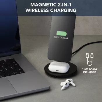 Cellularline Mag Duo Wireless Charger 2-w-1 bezprzewodowa podstawka ładująca do urządzeń Apple