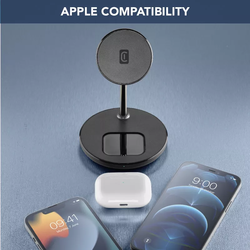 Cellularline Mag Duo Wireless Charger 2-w-1 bezprzewodowa podstawka ładująca do urządzeń Apple