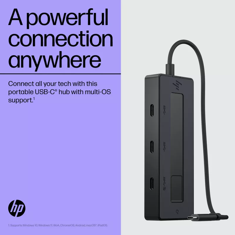 HP 4K USB-C Multiport Hub, USB Type-C, USB Type-C, 10000 Mbit/s, 3840 x 2160, czarny, 65 W