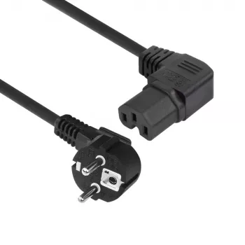 ACT Powercord kabel zasilający CEE 7/7 wtyk (kątowy) - C15 (kątowy prawy) IEC60320 czarny 1,5 m