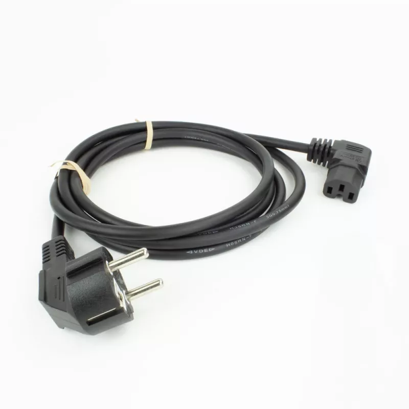 ACT Powercord kabel zasilający CEE 7/7 wtyk (kątowy) - C15 (kątowy prawy) IEC60320 czarny 1,5 m