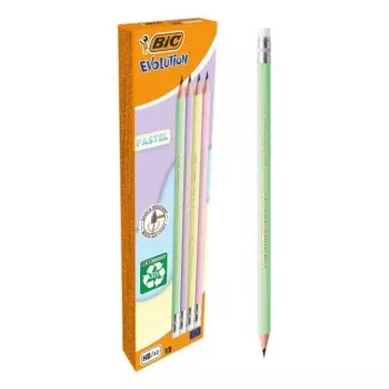 Ołówki BIC Evolution Pastel HB z gumką, 10 szt., różowy/fioletowy/zielony/żółty