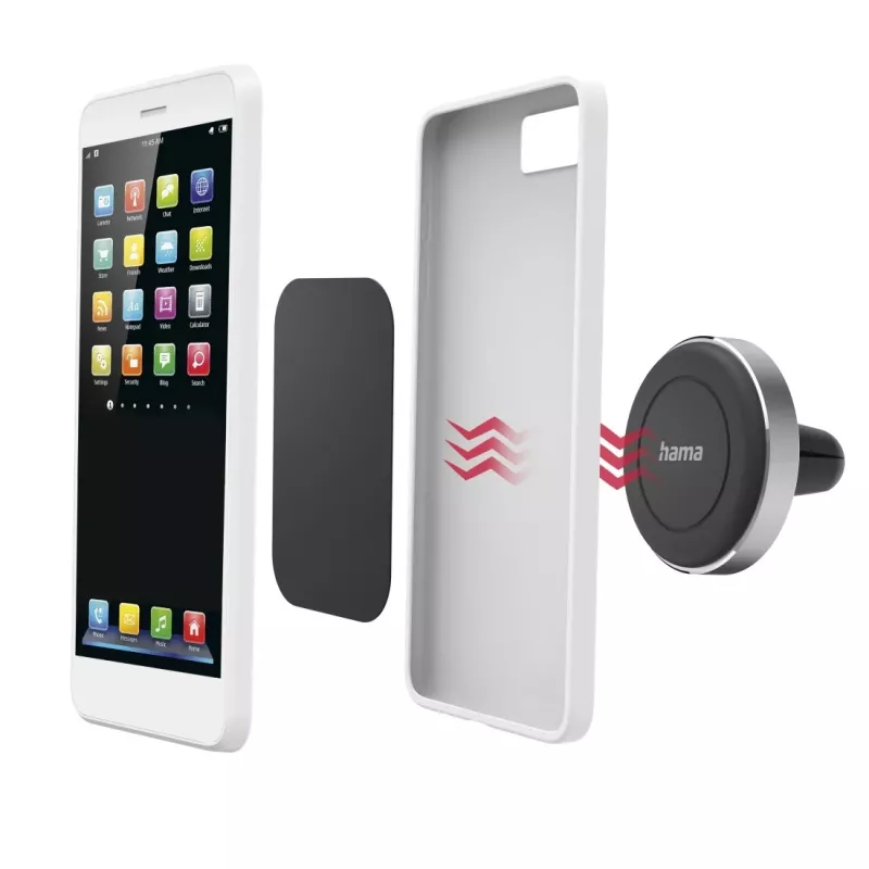 Hama Magnet Uchwyt pasywny Telefon komórkowy/Smartfon Czarny, Srebrny