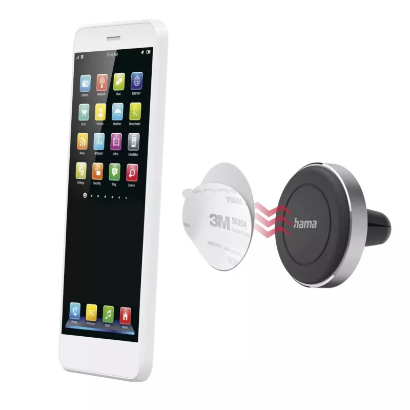 Hama Magnet Uchwyt pasywny Telefon komórkowy/Smartfon Czarny, Srebrny