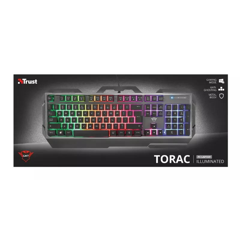 Klawiatura gamingowa Trust GXT 856 Torac USB QWERTZ niemiecka Czarna RGB LED
