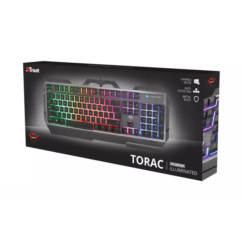 Klawiatura gamingowa Trust GXT 856 Torac USB QWERTZ niemiecka Czarna RGB LED