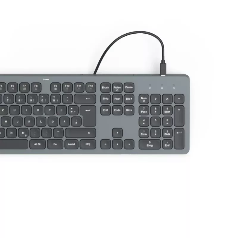 Hama CK-400 klawiatura Home/Office USB QWERTZ Niemiecki Czarny, Ciemnoszary