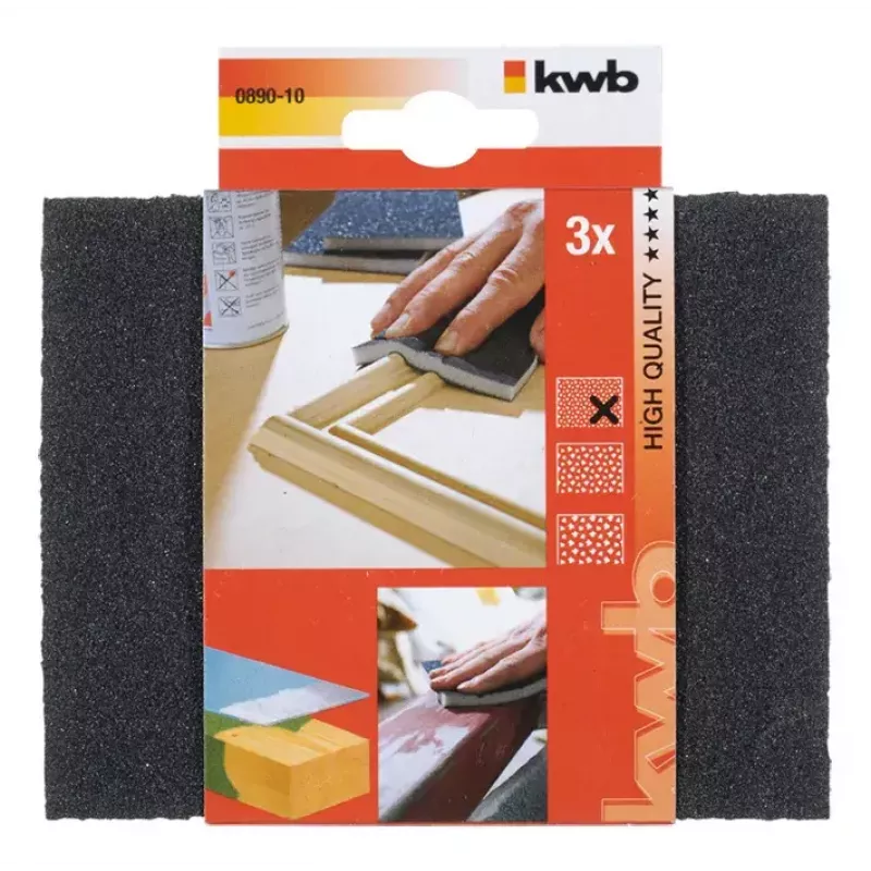 Gąbka ścierna KWB 089010 Drobną ziarnistość Węglik krzemu 3 szt.