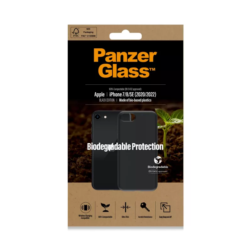 Cover PanzerGlass Biodegradable etui iPhone 6 6s SE 2020 2022 7 8 Czarny