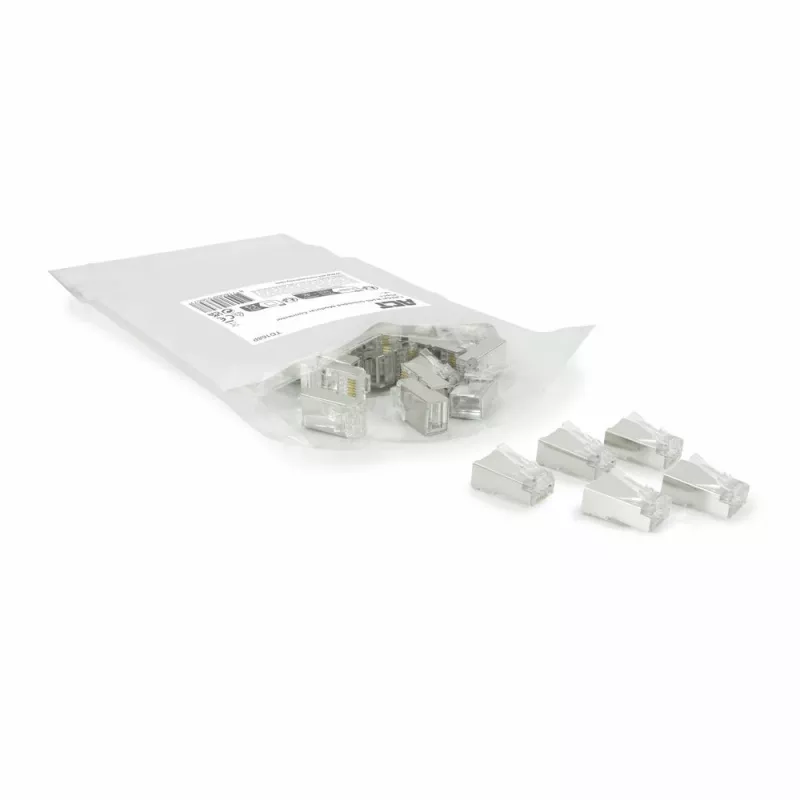 ACT CAT6A przelotowe ekranowane złącze modułowe RJ45 Styki złote Srebrny Transparentny