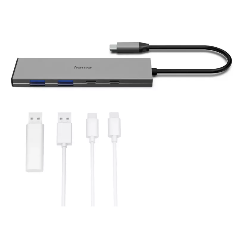 Hama 00200147 hub interfejsowy USB Type-C 10000 Mbit/s Szary
