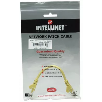 Intellinet Network kabel krosowy, Cat5e, 0,5 m, żółty, CCA, U/UTP, PVC, RJ45, pozłacane styki, bezzaczepowa, osłonięta, dożywotnia gwarancja