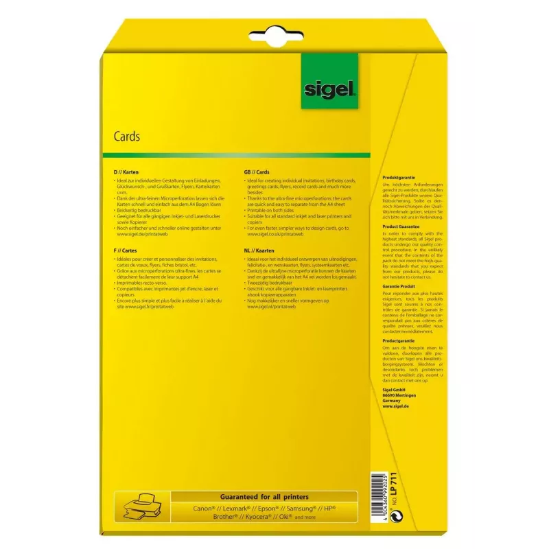 Samoprzylepne karty drukarki Sigel LP711
