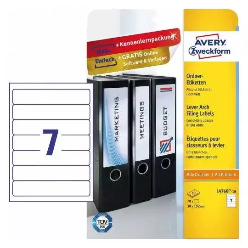 Etykieta samoprzylepna Avery L4760-10 Zaokrąglony prostokąt