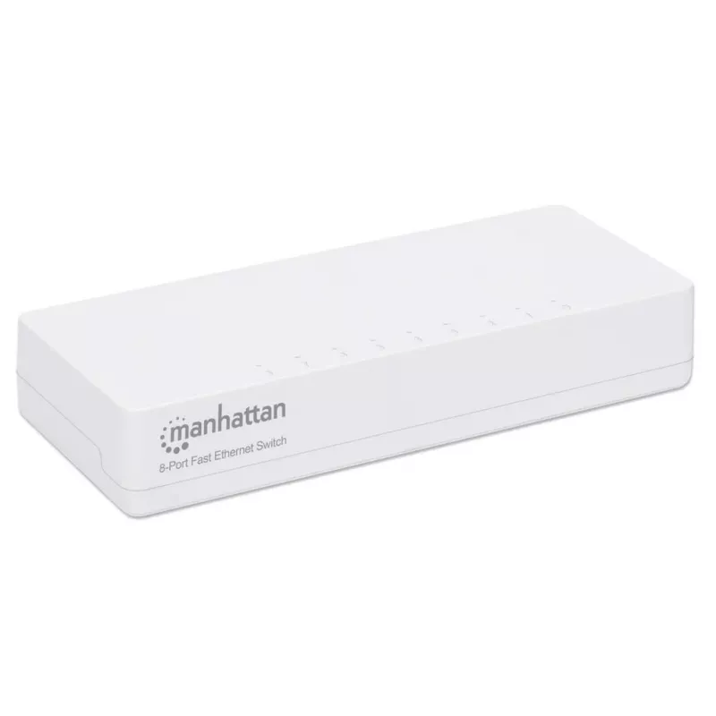 Manhattan 8-portowy przełącznik Fast Ethernet, plastikowy, trzyletnia gwarancja, pudełko