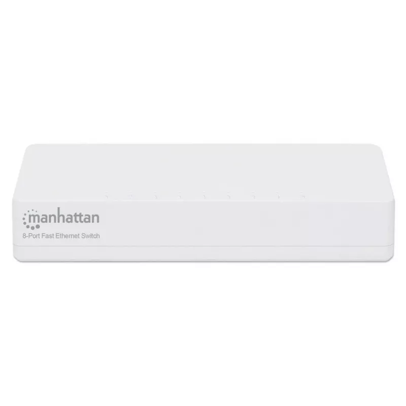 Manhattan 8-portowy przełącznik Fast Ethernet, plastikowy, trzyletnia gwarancja, pudełko