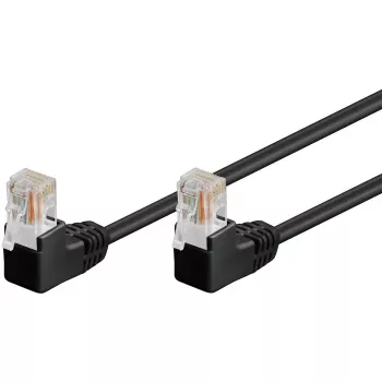 Kabel krosowy Goobay CAT 5e 2x 90° Kątowy U/UTP Czarny 3m